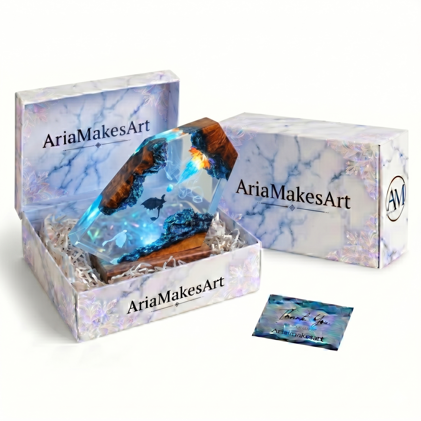 Aria’s Art™ – Lámpara de Resina Furia LED 3D